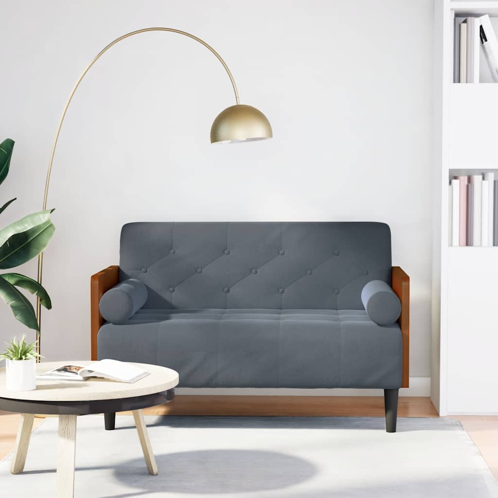 Loveseat bank met bolsters donkergrijs 110 cm fluweel is nu te koop bij PeponiXL, paradijselijk wonen!