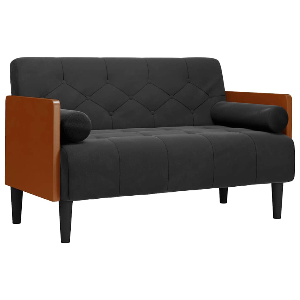 Loveseat bank met bolsters zwart 110 cm fluweel is nu te koop bij PeponiXL, paradijselijk wonen!