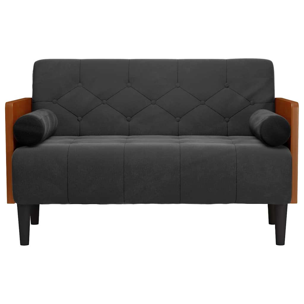 Loveseat bank met bolsters zwart 110 cm fluweel is nu te koop bij PeponiXL, paradijselijk wonen!