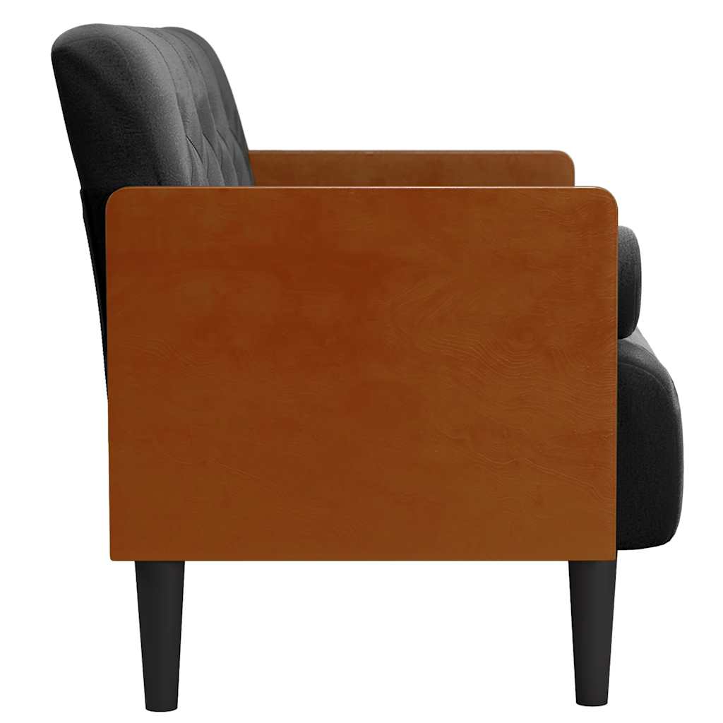 Loveseat bank met bolsters zwart 110 cm fluweel is nu te koop bij PeponiXL, paradijselijk wonen!