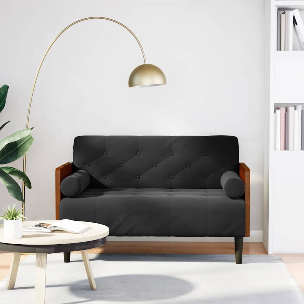 Loveseat bank met bolsters zwart 110 cm fluweel is nu te koop bij PeponiXL, paradijselijk wonen!