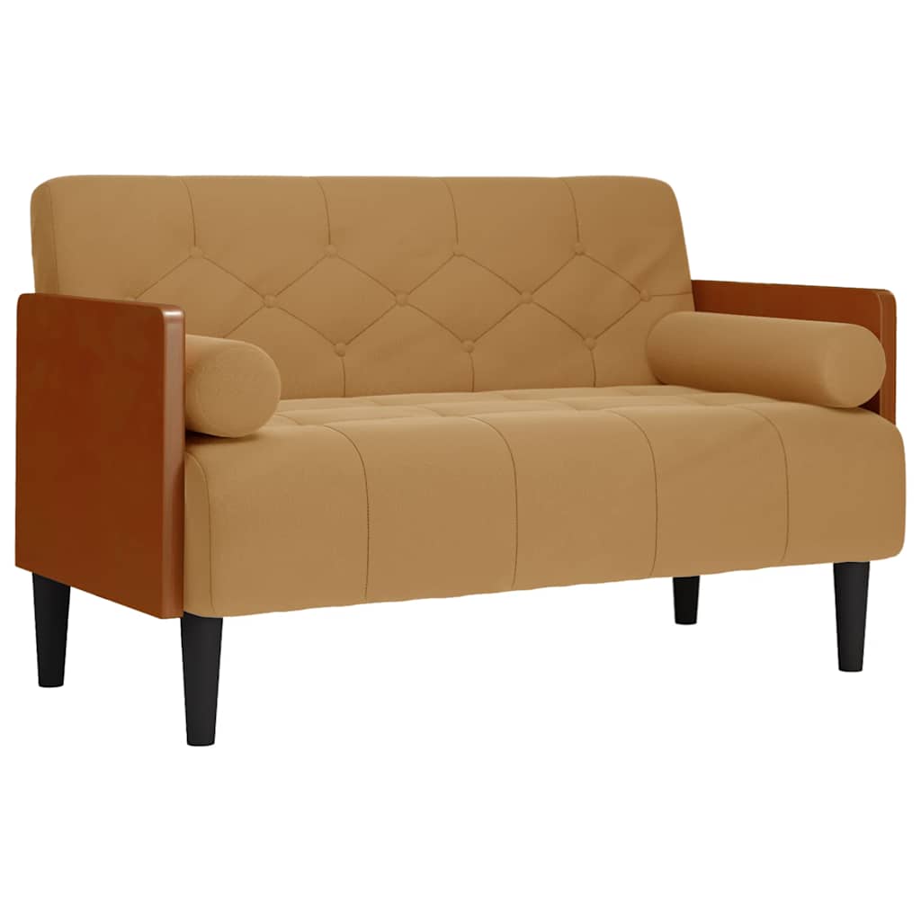Loveseat bank met bolsters bruin 110 cm fluweel is nu te koop bij PeponiXL, paradijselijk wonen!