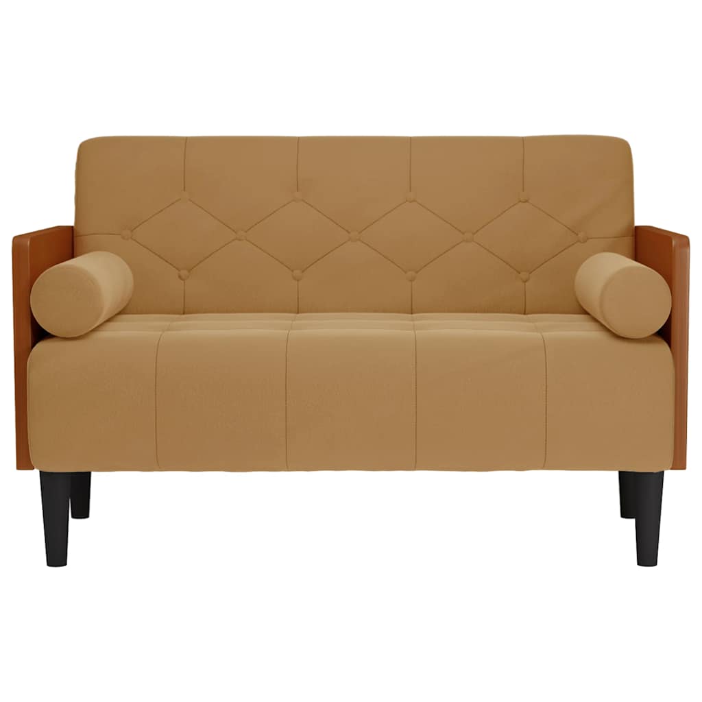 Loveseat bank met bolsters bruin 110 cm fluweel is nu te koop bij PeponiXL, paradijselijk wonen!