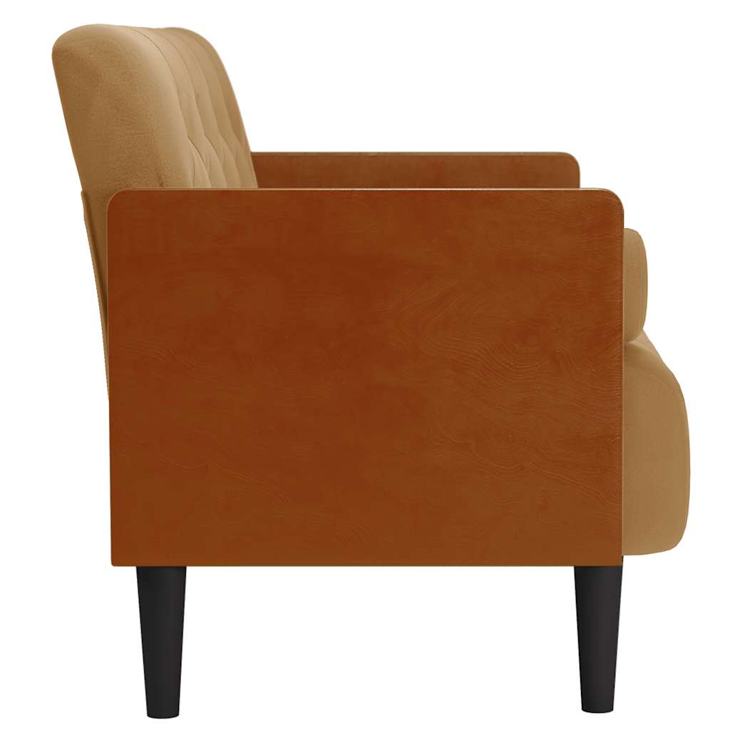 Loveseat bank met bolsters bruin 110 cm fluweel is nu te koop bij PeponiXL, paradijselijk wonen!