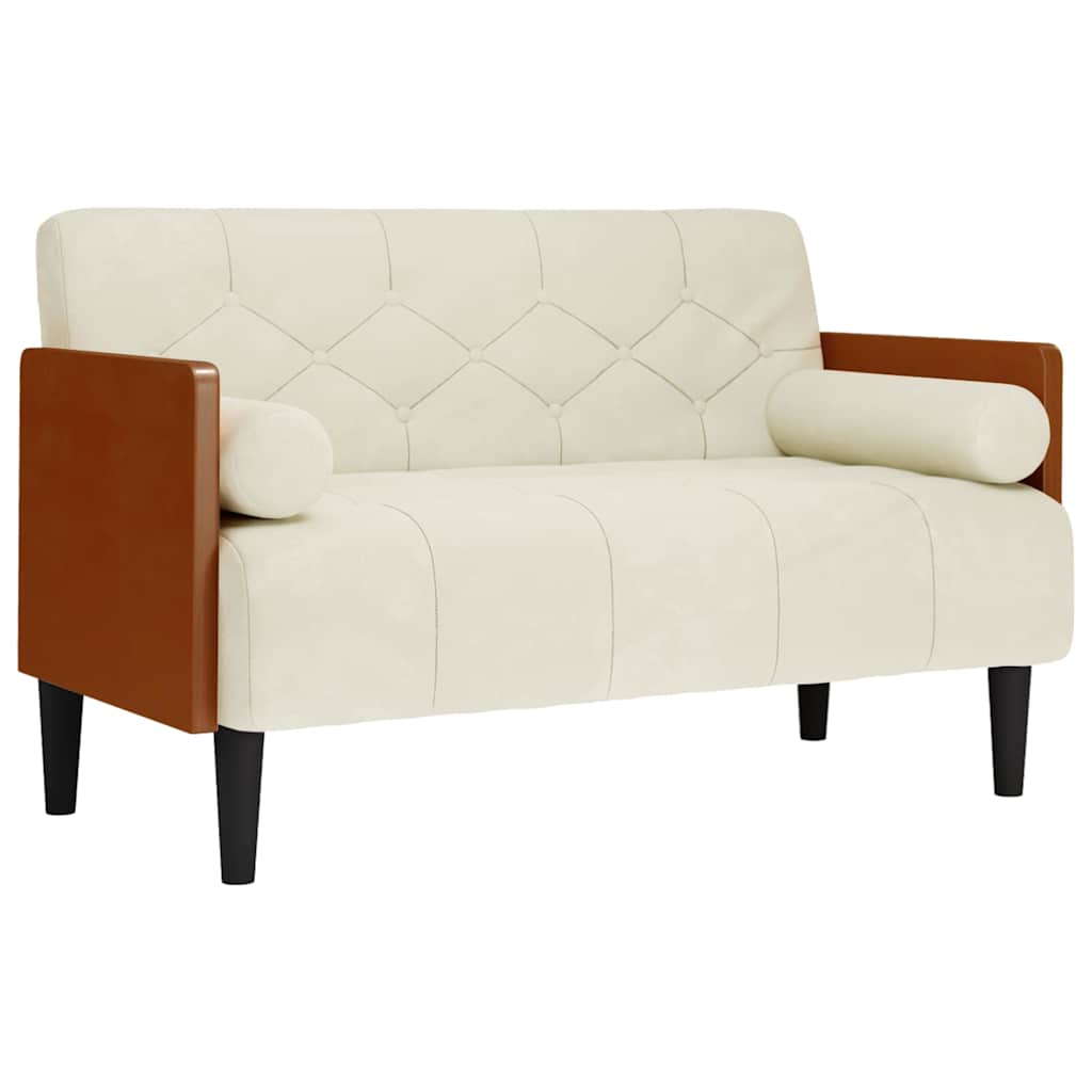 Loveseat bank met bolsters crème 110 cm fluweel is nu te koop bij PeponiXL, paradijselijk wonen!