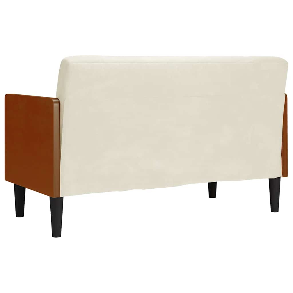 Loveseat bank met bolsters crème 110 cm fluweel is nu te koop bij PeponiXL, paradijselijk wonen!