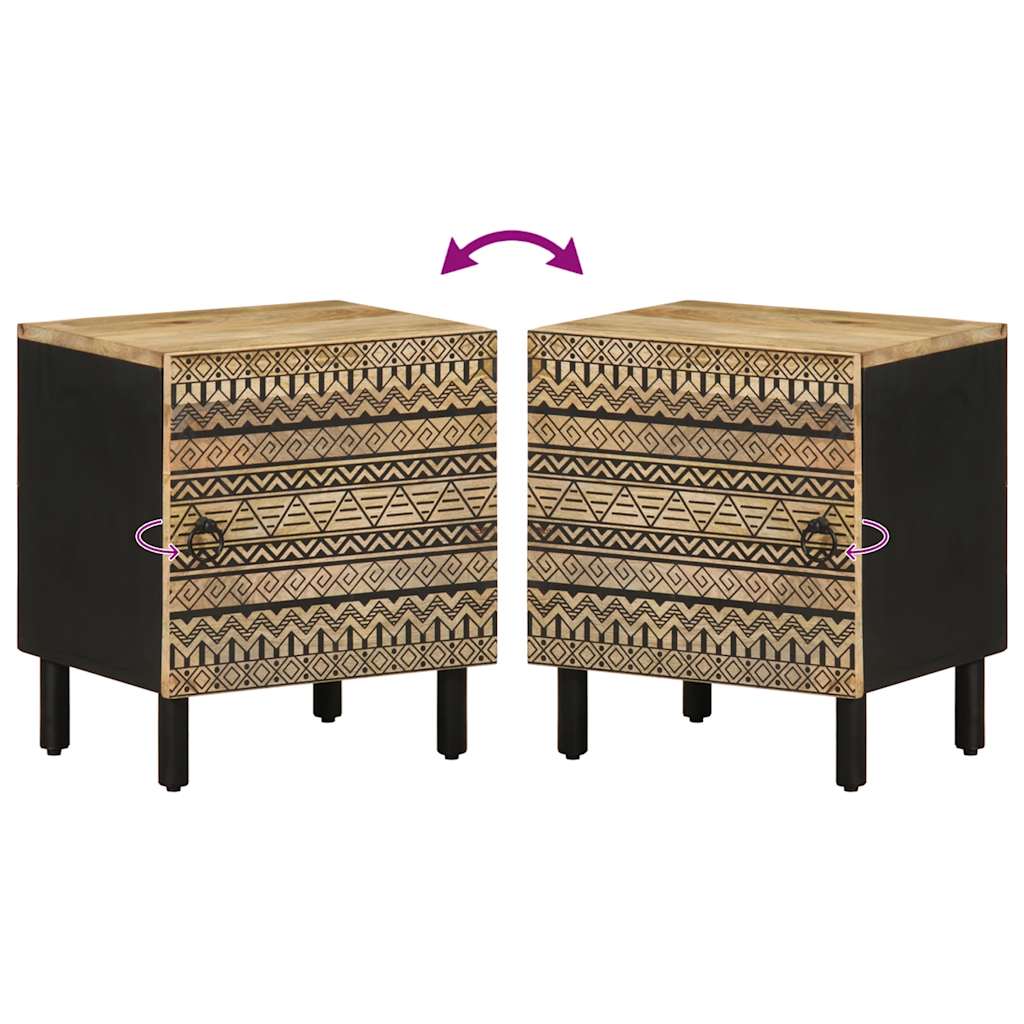 Nachtkastje 40x33,5x46 cm massief ruw mangohout zwart is nu te koop bij PeponiXL, paradijselijk wonen!