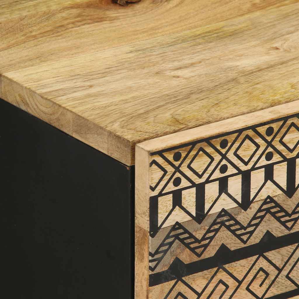 Nachtkastje 40x33,5x46 cm massief ruw mangohout zwart is nu te koop bij PeponiXL, paradijselijk wonen!