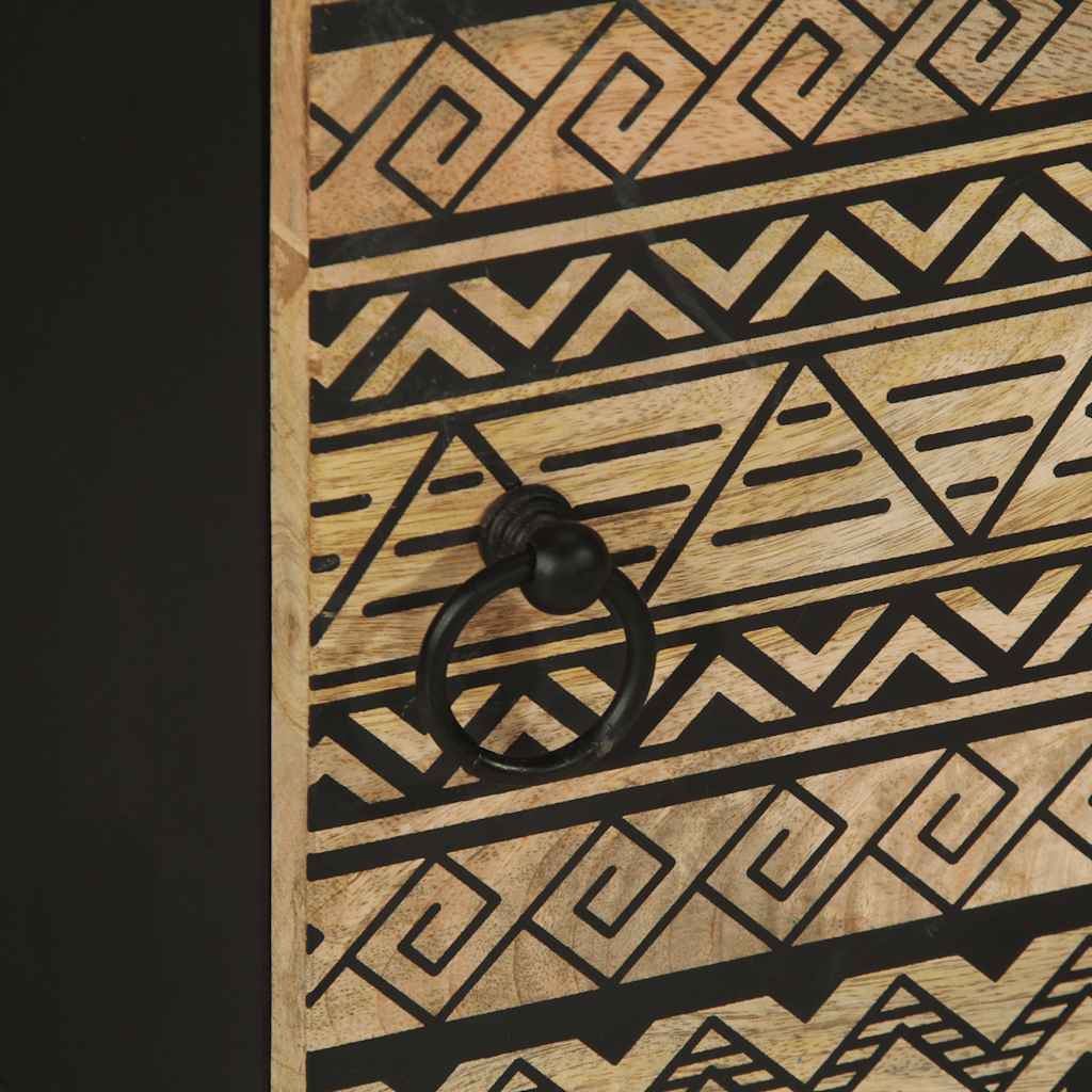 Nachtkastje 40x33,5x46 cm massief ruw mangohout zwart is nu te koop bij PeponiXL, paradijselijk wonen!