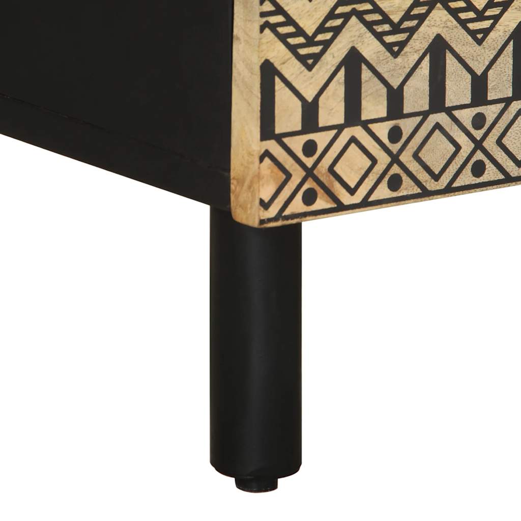 Nachtkastje 40x33,5x46 cm massief ruw mangohout zwart is nu te koop bij PeponiXL, paradijselijk wonen!