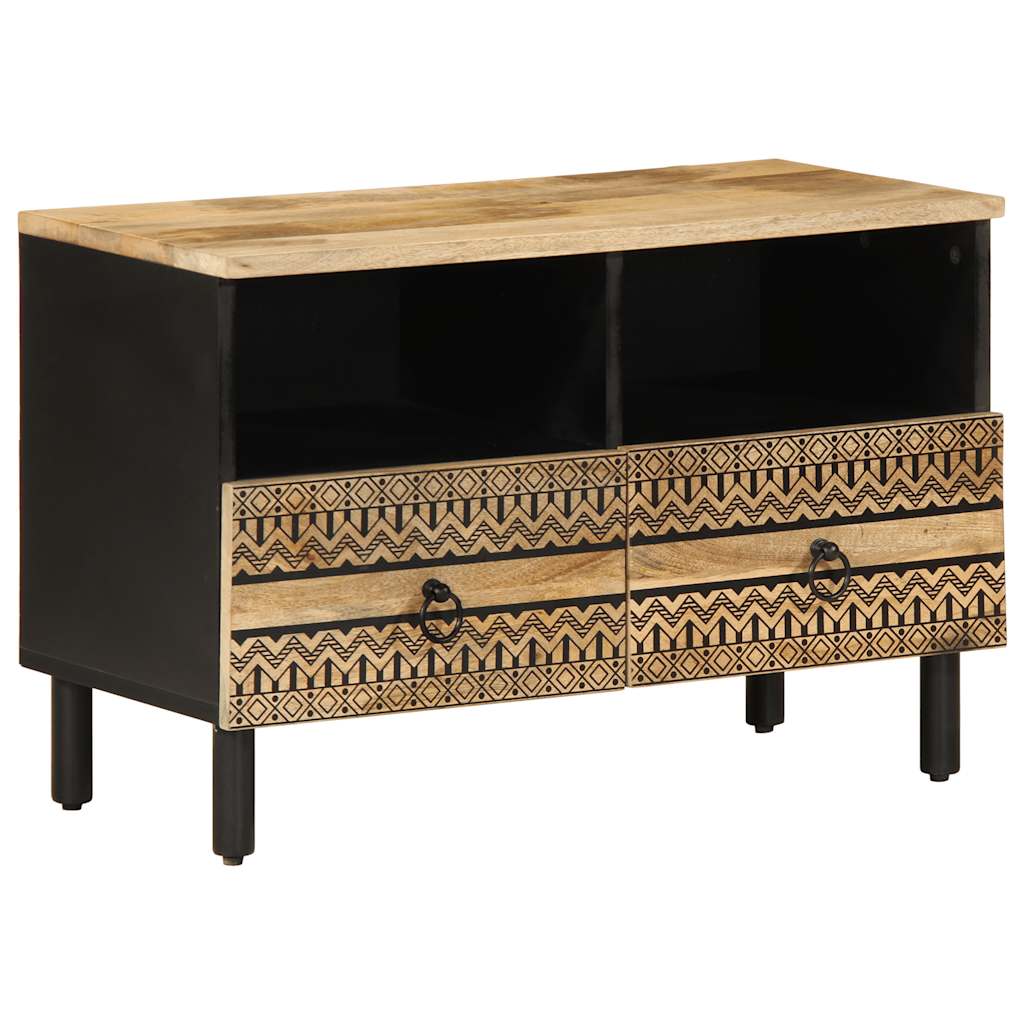 Tv-meubel 70x33,5x46 cm massief ruw mangohout zwart is nu te koop bij PeponiXL, paradijselijk wonen!