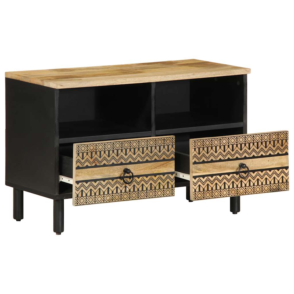 Tv-meubel 70x33,5x46 cm massief ruw mangohout zwart is nu te koop bij PeponiXL, paradijselijk wonen!