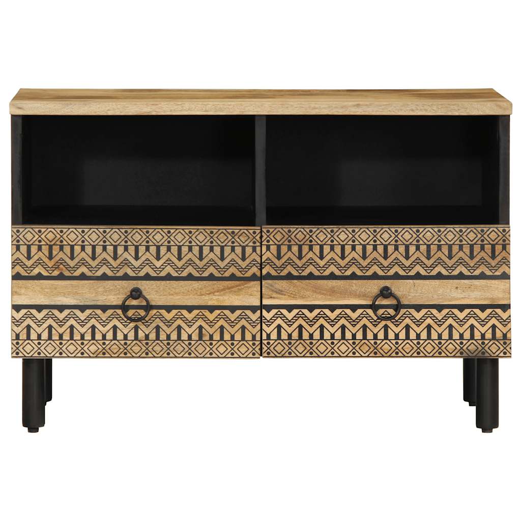 Tv-meubel 70x33,5x46 cm massief ruw mangohout zwart is nu te koop bij PeponiXL, paradijselijk wonen!