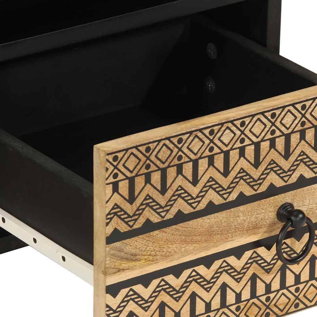 Tv-meubel 70x33,5x46 cm massief ruw mangohout zwart is nu te koop bij PeponiXL, paradijselijk wonen!