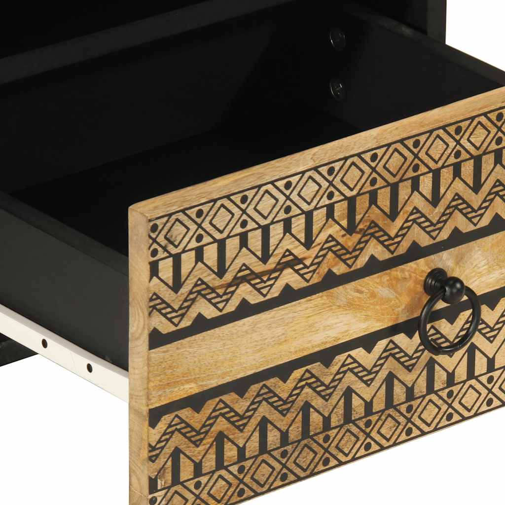 Nachtkastje 40x33x46 cm massief ruw mangohout zwart is nu te koop bij PeponiXL, paradijselijk wonen!