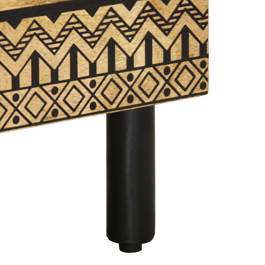 Nachtkastje 40x33x46 cm massief ruw mangohout zwart is nu te koop bij PeponiXL, paradijselijk wonen!