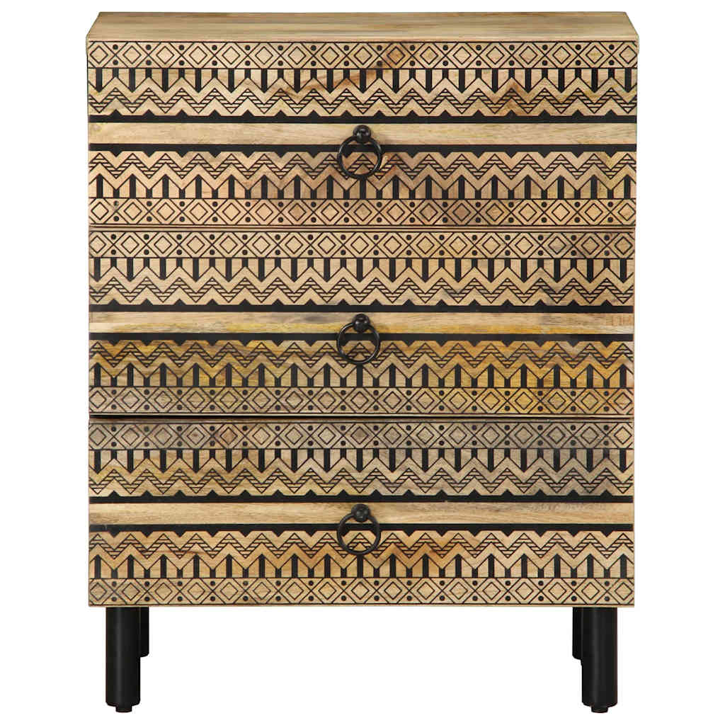 Nachtkastje 50x33x62 cm massief ruw mangohout zwart is nu te koop bij PeponiXL, paradijselijk wonen!