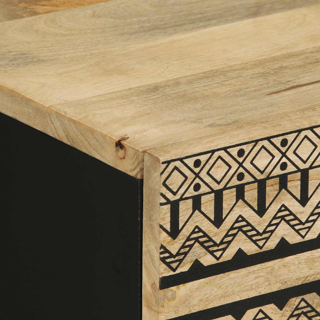 Nachtkastje 50x33x62 cm massief ruw mangohout zwart is nu te koop bij PeponiXL, paradijselijk wonen!