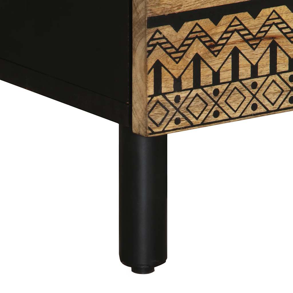 Nachtkastje 50x33x62 cm massief ruw mangohout zwart is nu te koop bij PeponiXL, paradijselijk wonen!