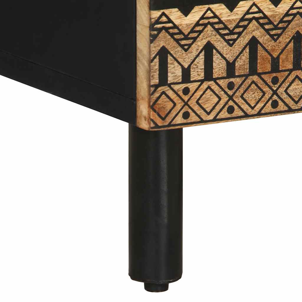 Nachtkastje 50x33x62 cm massief ruw mangohout zwart is nu te koop bij PeponiXL, paradijselijk wonen!