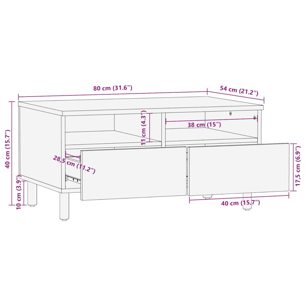 Salontafel 80x54x40 cm massief ruw mangohout zwart is nu te koop bij PeponiXL, paradijselijk wonen!