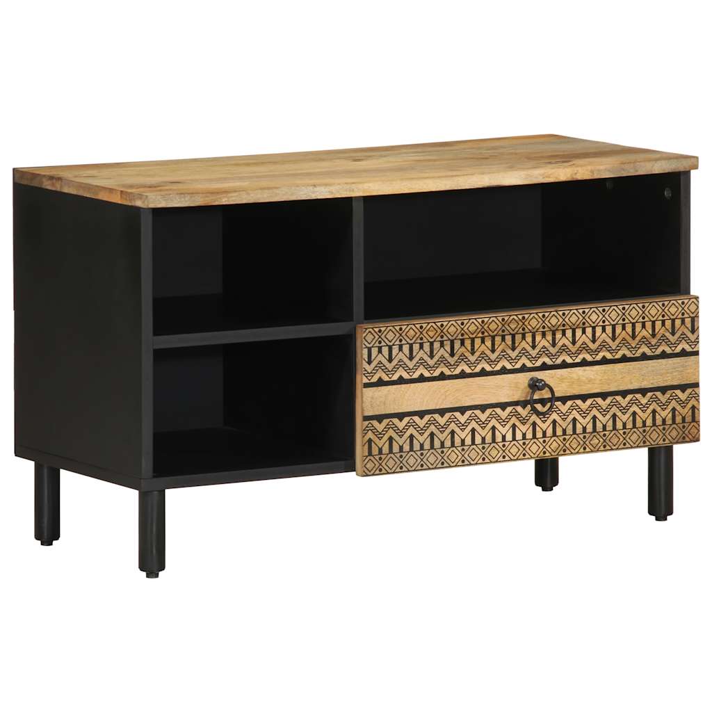Tv-meubel 80x33,5x46 cm massief ruw mangohout zwart is nu te koop bij PeponiXL, paradijselijk wonen!