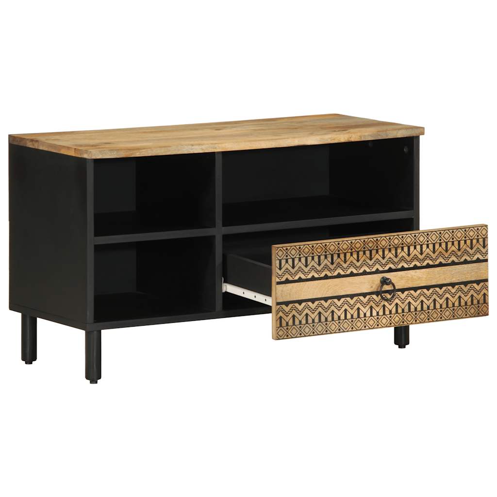 Tv-meubel 80x33,5x46 cm massief ruw mangohout zwart is nu te koop bij PeponiXL, paradijselijk wonen!