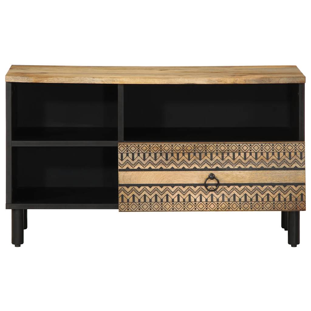 Tv-meubel 80x33,5x46 cm massief ruw mangohout zwart is nu te koop bij PeponiXL, paradijselijk wonen!
