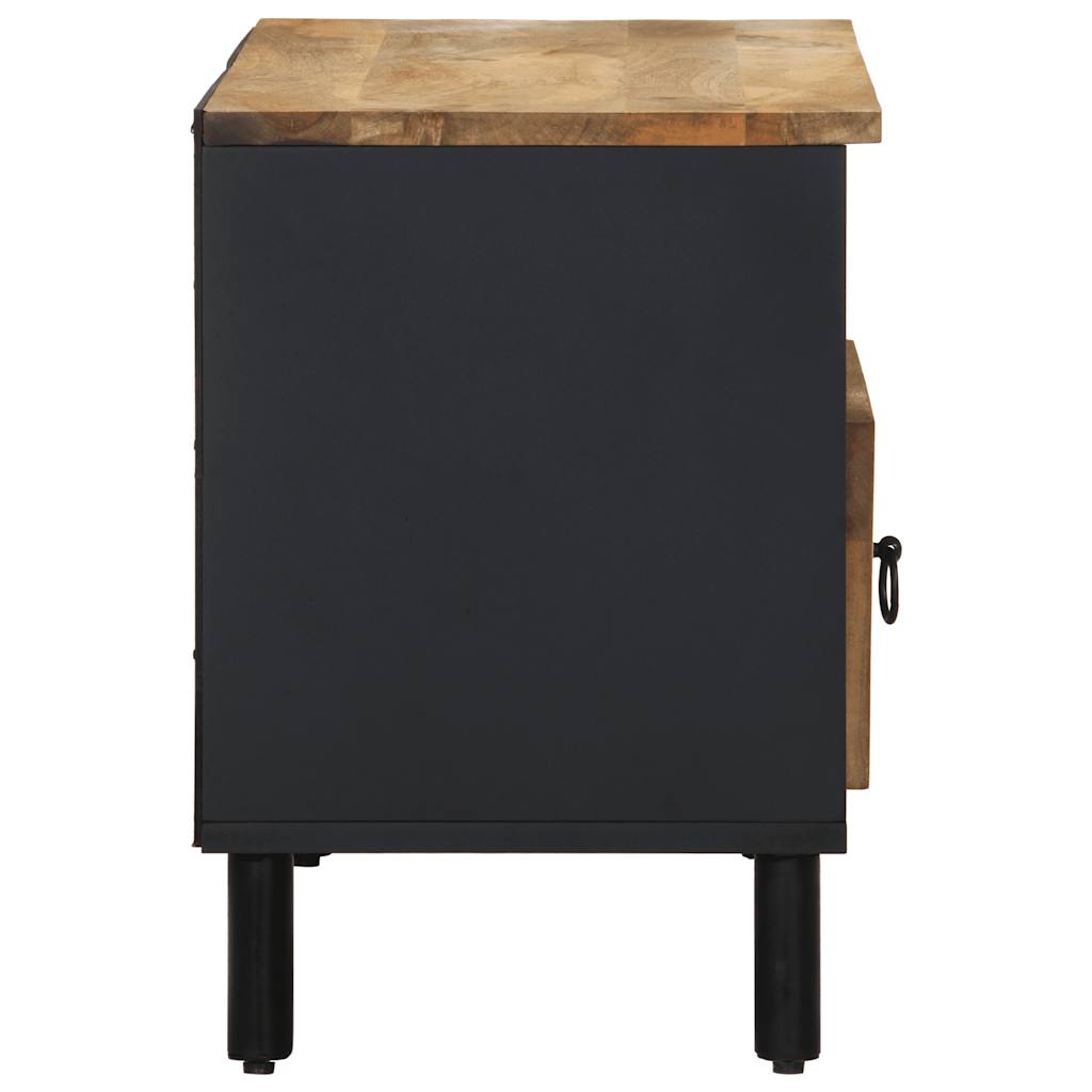 Tv-meubel 80x33,5x46 cm massief ruw mangohout zwart is nu te koop bij PeponiXL, paradijselijk wonen!