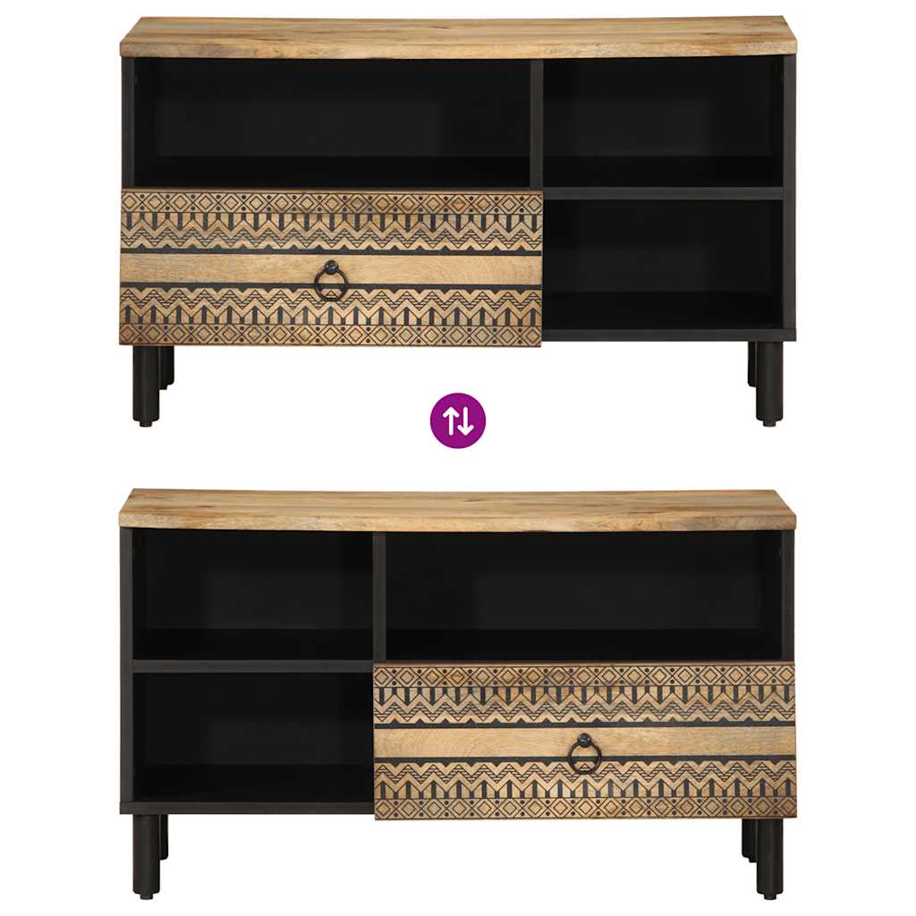 Tv-meubel 80x33,5x46 cm massief ruw mangohout zwart is nu te koop bij PeponiXL, paradijselijk wonen!