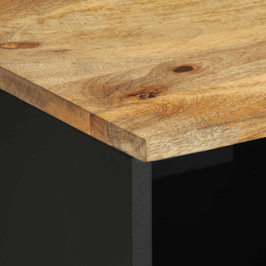 Tv-meubel 80x33,5x46 cm massief ruw mangohout zwart is nu te koop bij PeponiXL, paradijselijk wonen!