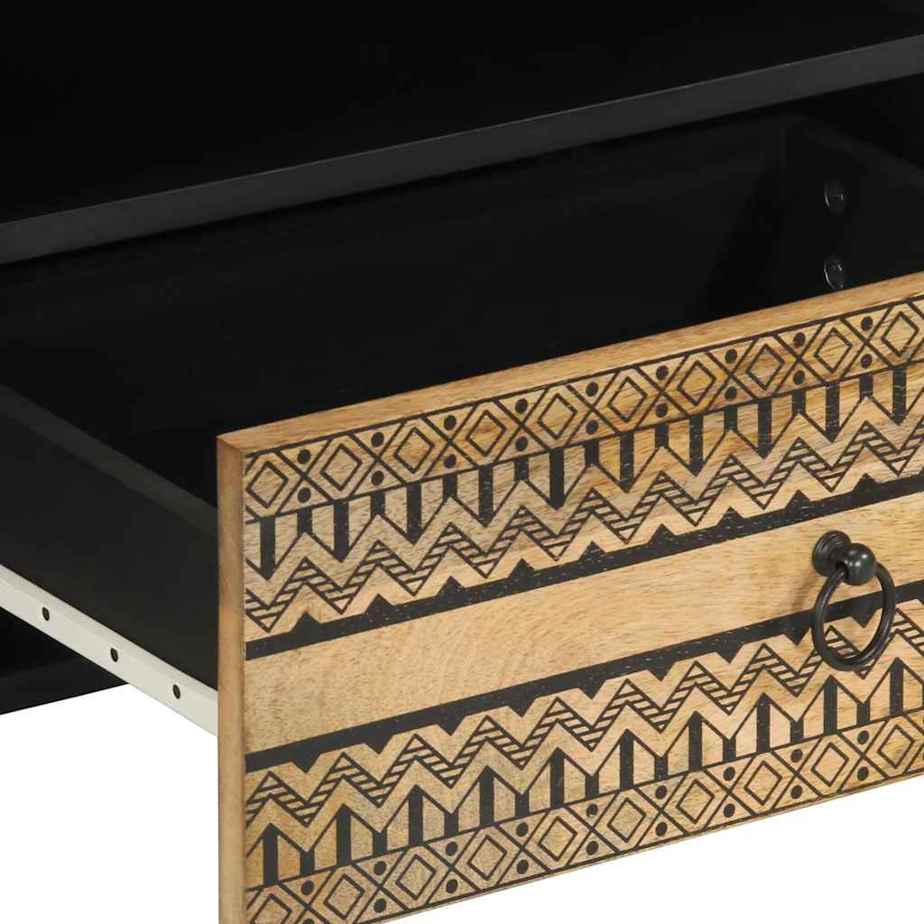 Tv-meubel 80x33,5x46 cm massief ruw mangohout zwart is nu te koop bij PeponiXL, paradijselijk wonen!