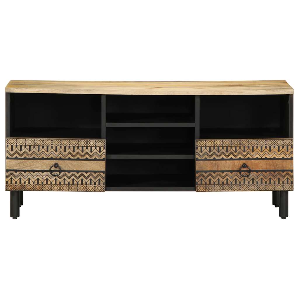 Tv-meubel 100x33,5x46 cm massief ruw mangohout zwart is nu te koop bij PeponiXL, paradijselijk wonen!