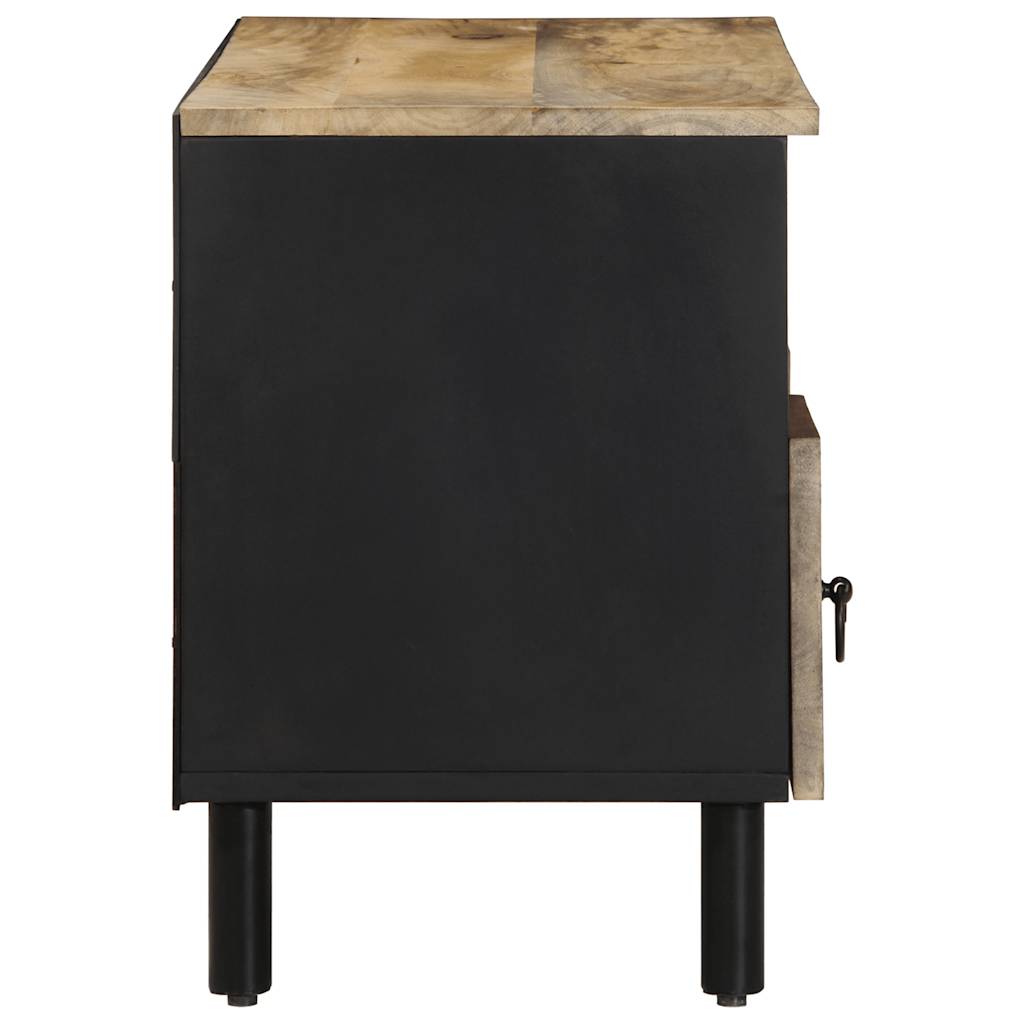 Tv-meubel 100x33,5x46 cm massief ruw mangohout zwart is nu te koop bij PeponiXL, paradijselijk wonen!