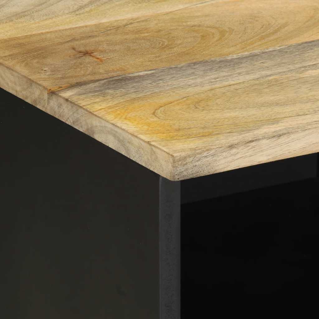 Tv-meubel 100x33,5x46 cm massief ruw mangohout zwart is nu te koop bij PeponiXL, paradijselijk wonen!