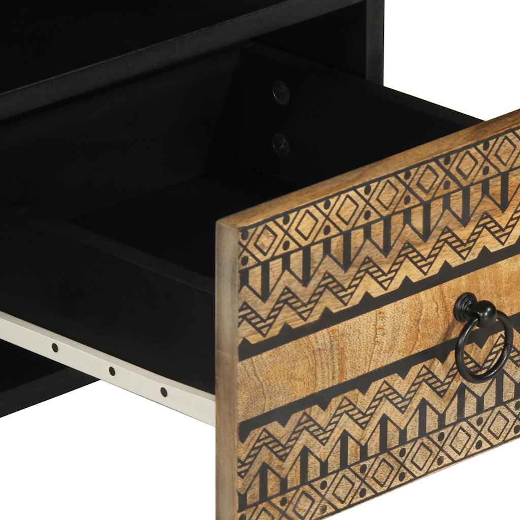 Tv-meubel 100x33,5x46 cm massief ruw mangohout zwart is nu te koop bij PeponiXL, paradijselijk wonen!