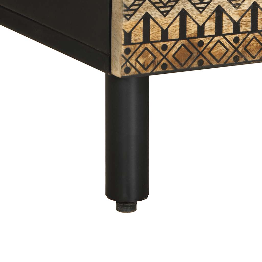 Tv-meubel 100x33,5x46 cm massief ruw mangohout zwart is nu te koop bij PeponiXL, paradijselijk wonen!