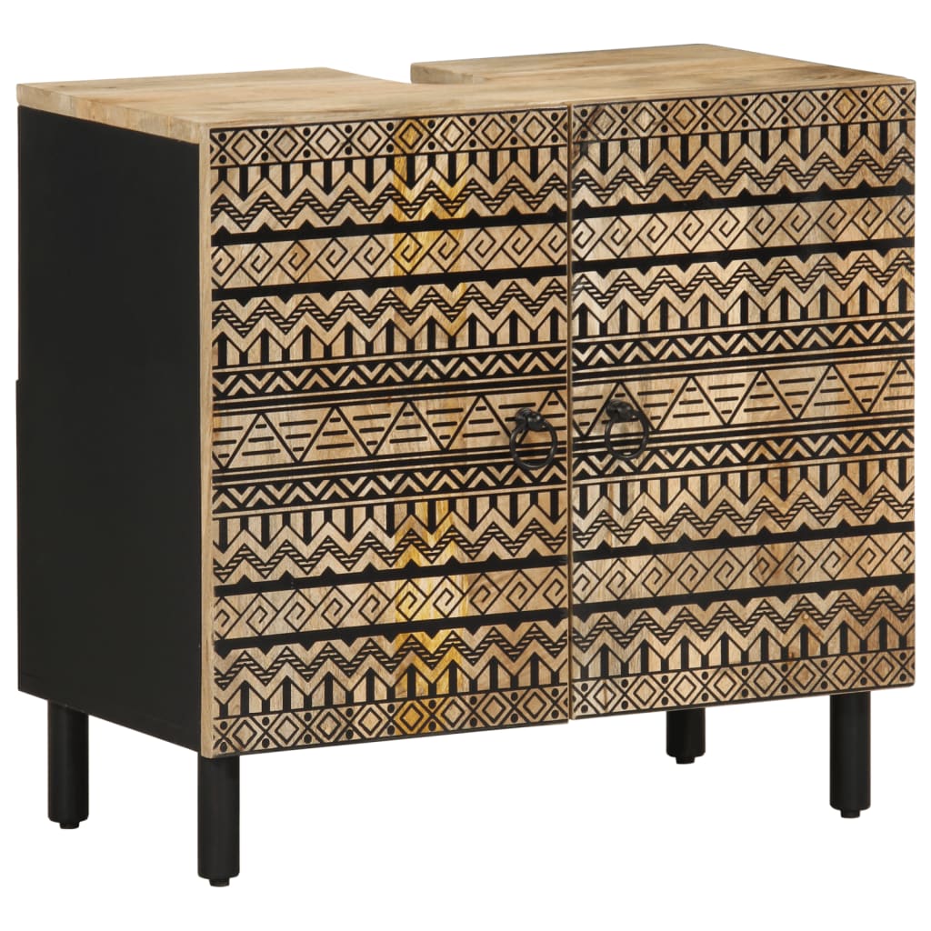 Wastafelkast 62x33x58 cm massief mangohout zwart is nu te koop bij PeponiXL, paradijselijk wonen!