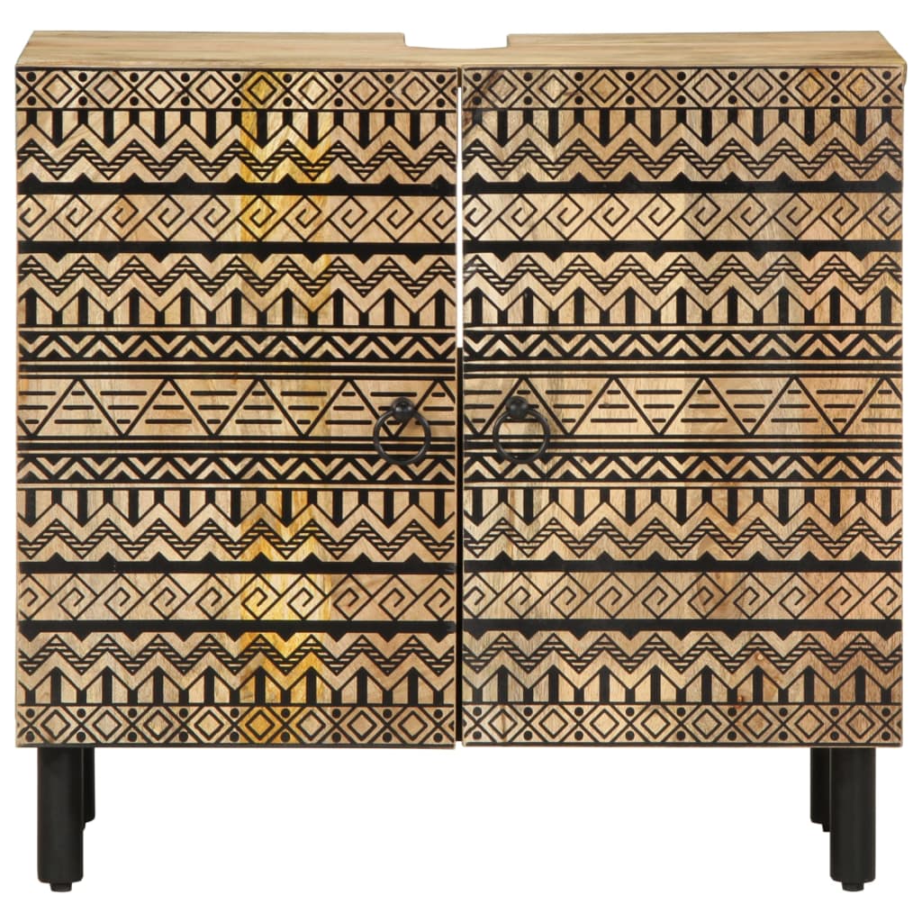 Wastafelkast 62x33x58 cm massief mangohout zwart is nu te koop bij PeponiXL, paradijselijk wonen!