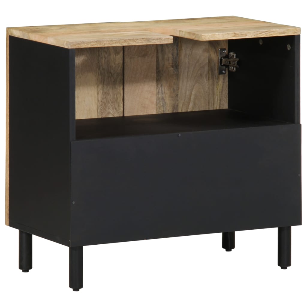 Wastafelkast 62x33x58 cm massief mangohout zwart is nu te koop bij PeponiXL, paradijselijk wonen!