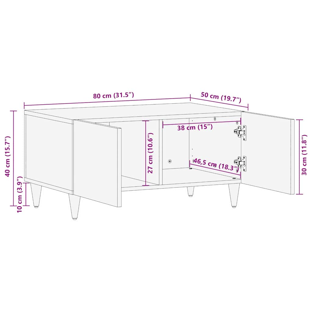Salontafel Honingbruin 80 x 50 x 40 cm Massief Mango Hout is nu te koop bij PeponiXL, paradijselijk wonen!