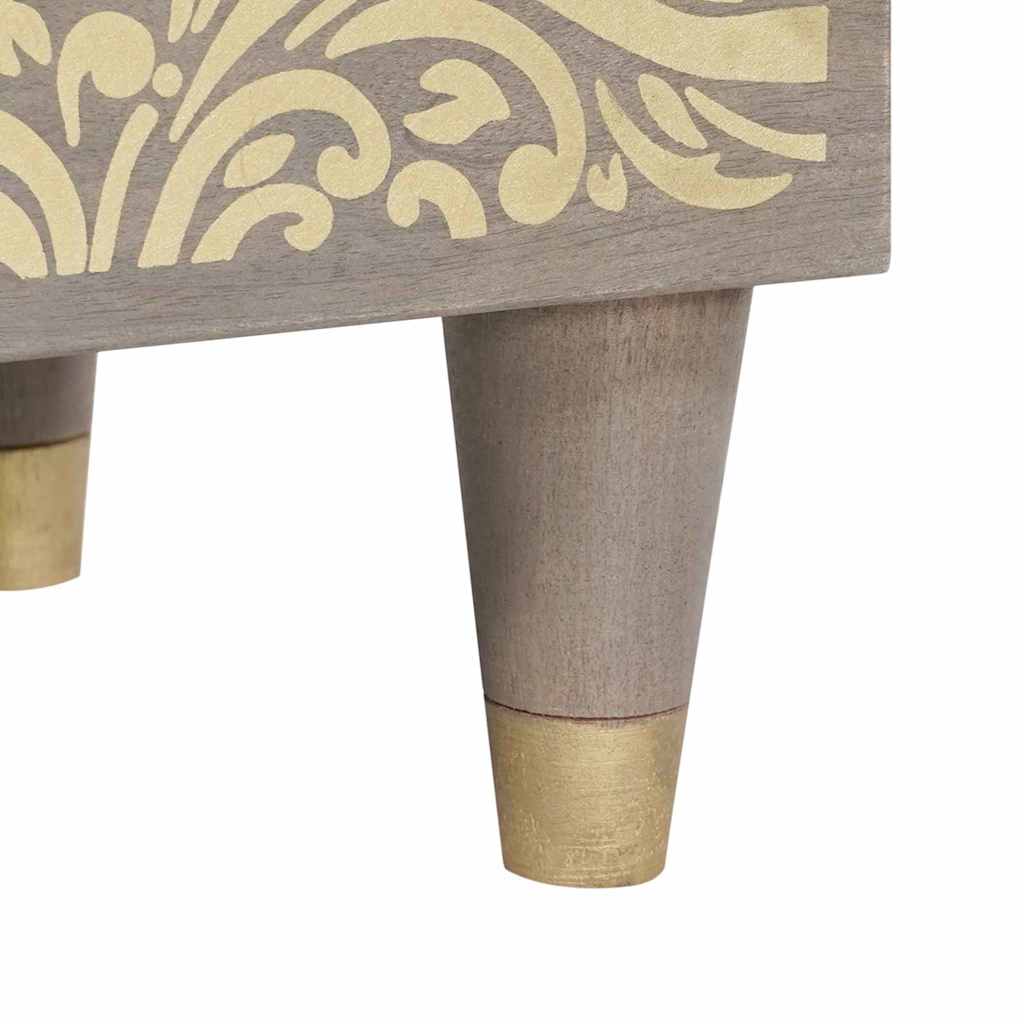 Nachtkastje met Deur Grijs 40 x 33 x 46 cm Massief Mango Hout is nu te koop bij PeponiXL, paradijselijk wonen!