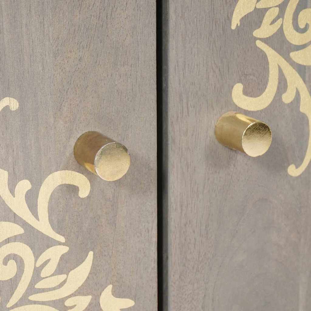 Dressoir Grijs en Goud 60 x 33 x 75 cm Massief Mango Hout is nu te koop bij PeponiXL, paradijselijk wonen!