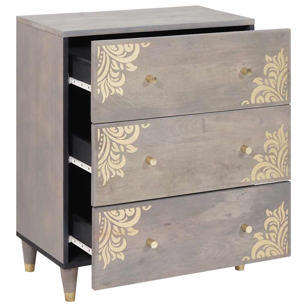 Dressoir Grijs en Goud 60 x 33 x 75 cm Massief Mango Hout is nu te koop bij PeponiXL, paradijselijk wonen!