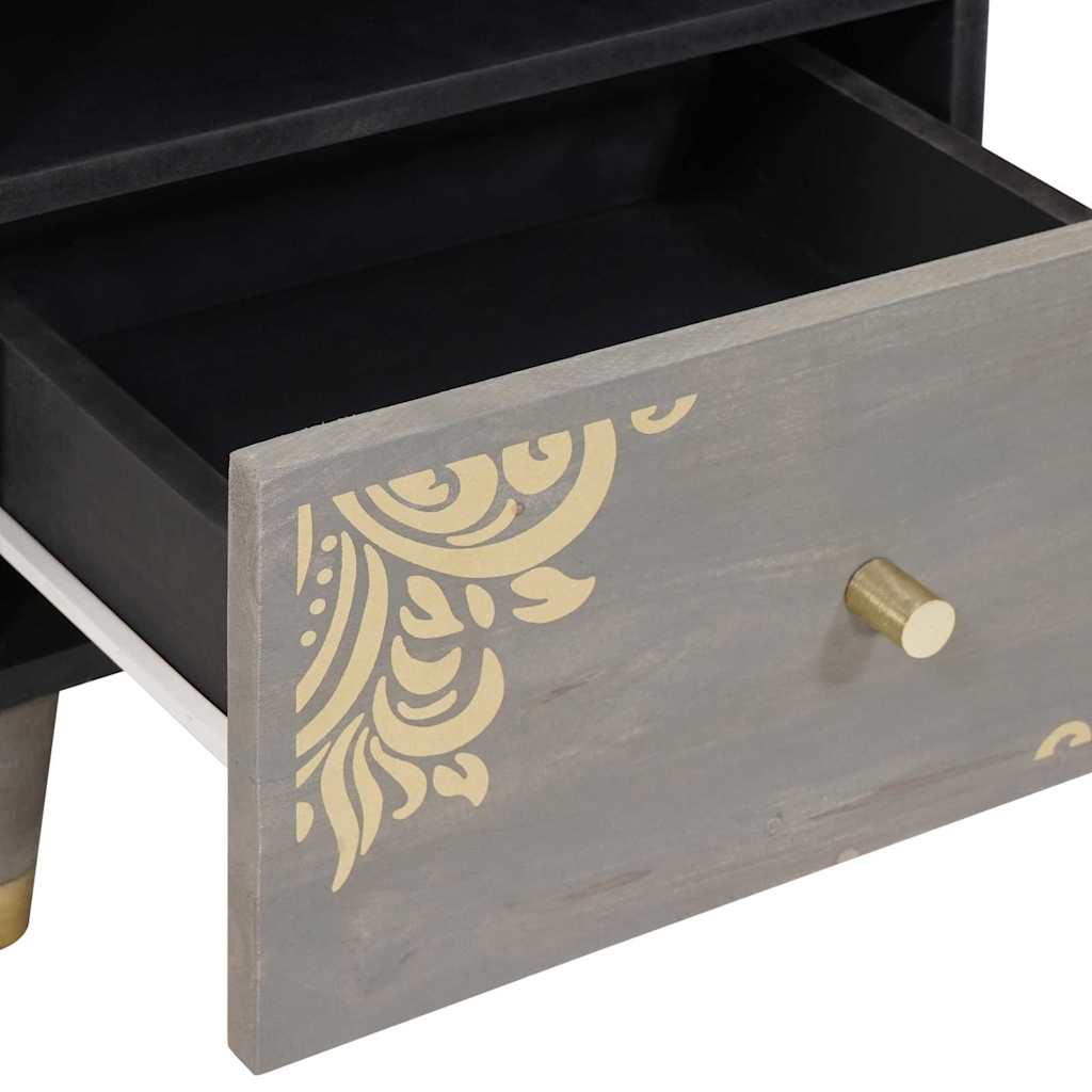 Nachtkastje met lade Grijs 40 x 33 x 46 cm Massief Mango Hout is nu te koop bij PeponiXL, paradijselijk wonen!