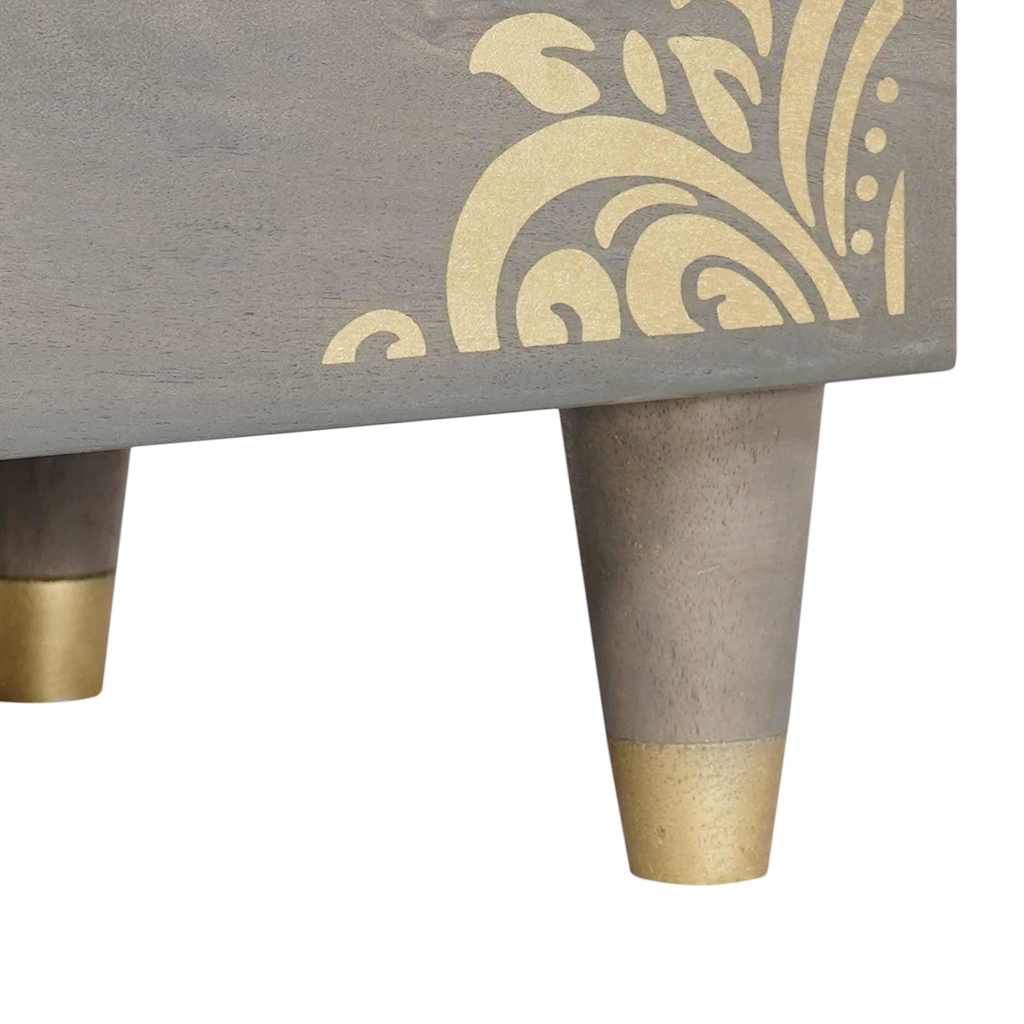 Nachtkastje met lade Grijs 50 x 33 x 62 cm Massief Mango Hout is nu te koop bij PeponiXL, paradijselijk wonen!