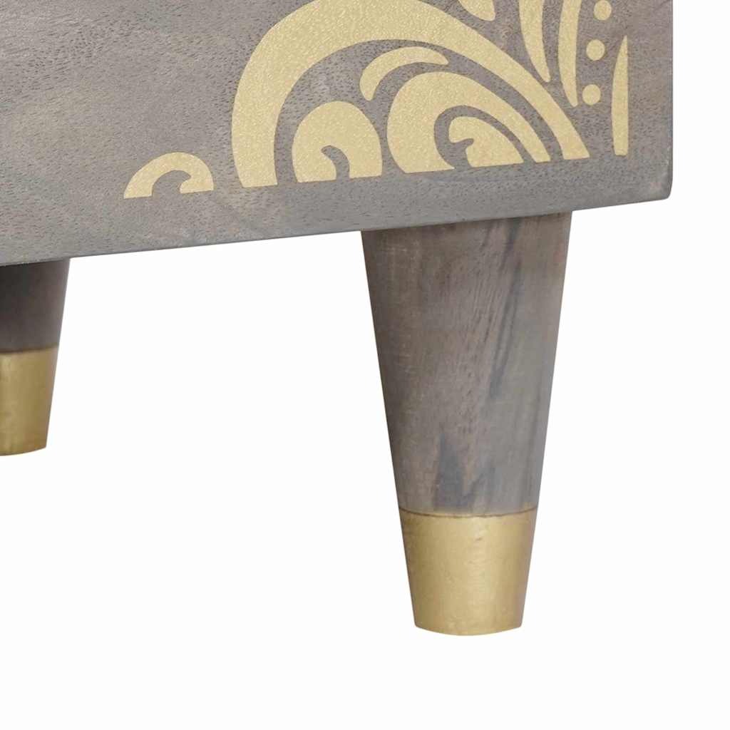 Nachtkastje met lade Grijs 50 x 33 x 62 cm Massief Mango Hout is nu te koop bij PeponiXL, paradijselijk wonen!