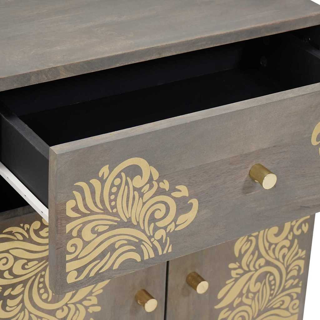 Nachtkastje met Deur Grijs 50 x 33 x 60 cm Massief Mango Hout is nu te koop bij PeponiXL, paradijselijk wonen!