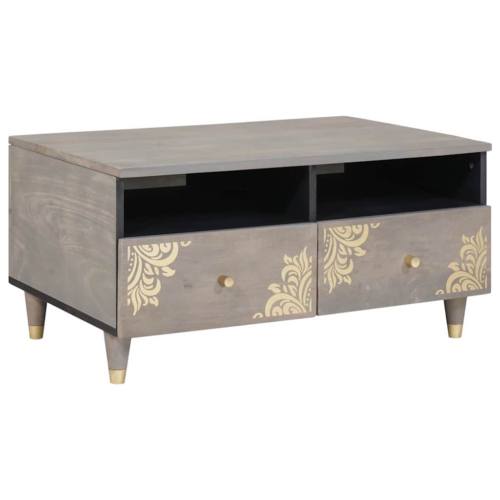 Salontafel met lade Grijs 80 x 54 x 40 cm Massief Mango Hout is nu te koop bij PeponiXL, paradijselijk wonen!