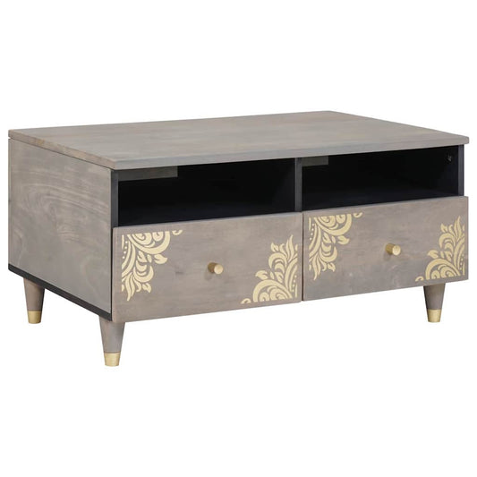Salontafel met lade Grijs 80 x 54 x 40 cm Massief Mango Hout is nu te koop bij PeponiXL, paradijselijk wonen!